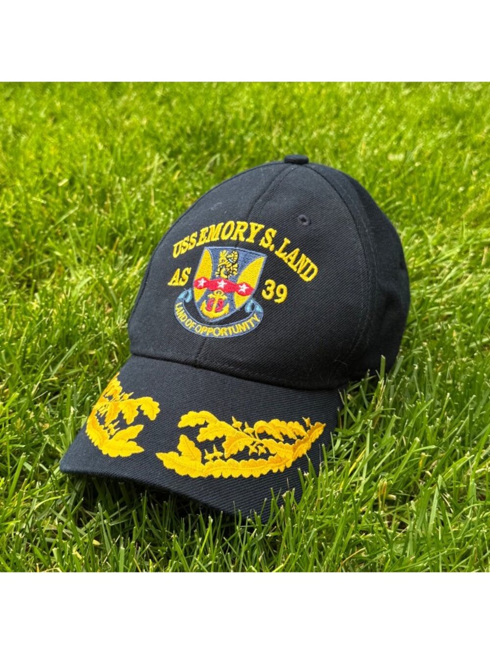USS Emory S. Land AS-39 Military Embroidered Ball Cap Submarine Hat Navy Blue